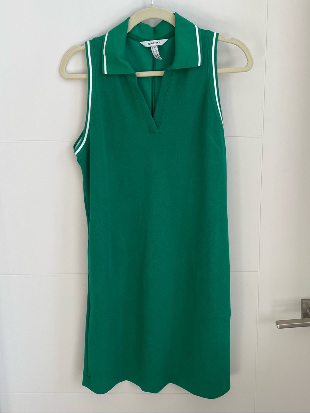 SPANX Green Sleeveless Polo Mini Dress with White Trim